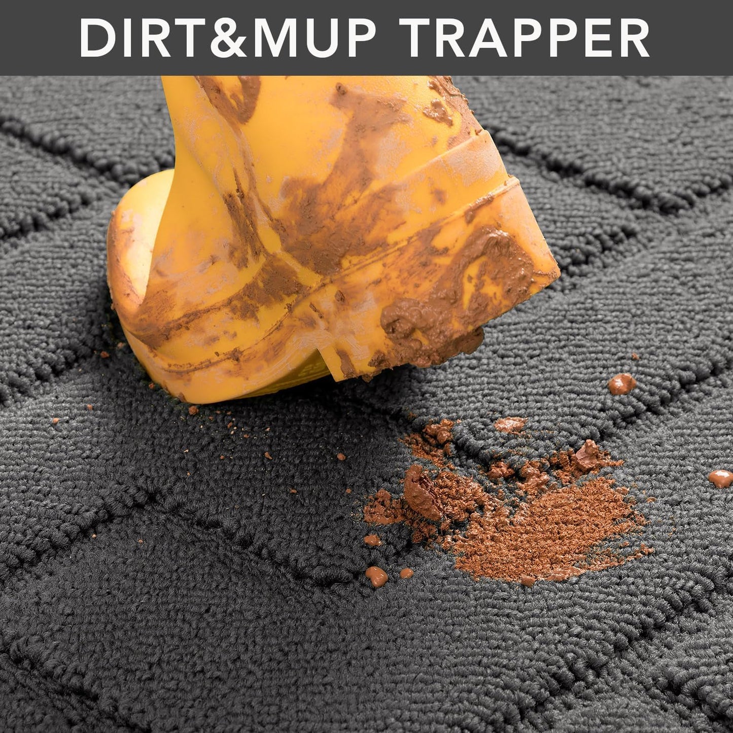 hicorfe Dirt Trapper Indoor Doormat,20"x31.5" Welcome Door mat,Non Slip Backing Washable Door Mats,Absorbent and Resistant Low-Profile Entrance Inside Floor Mat for Front Back Door and Entryway (Grey)