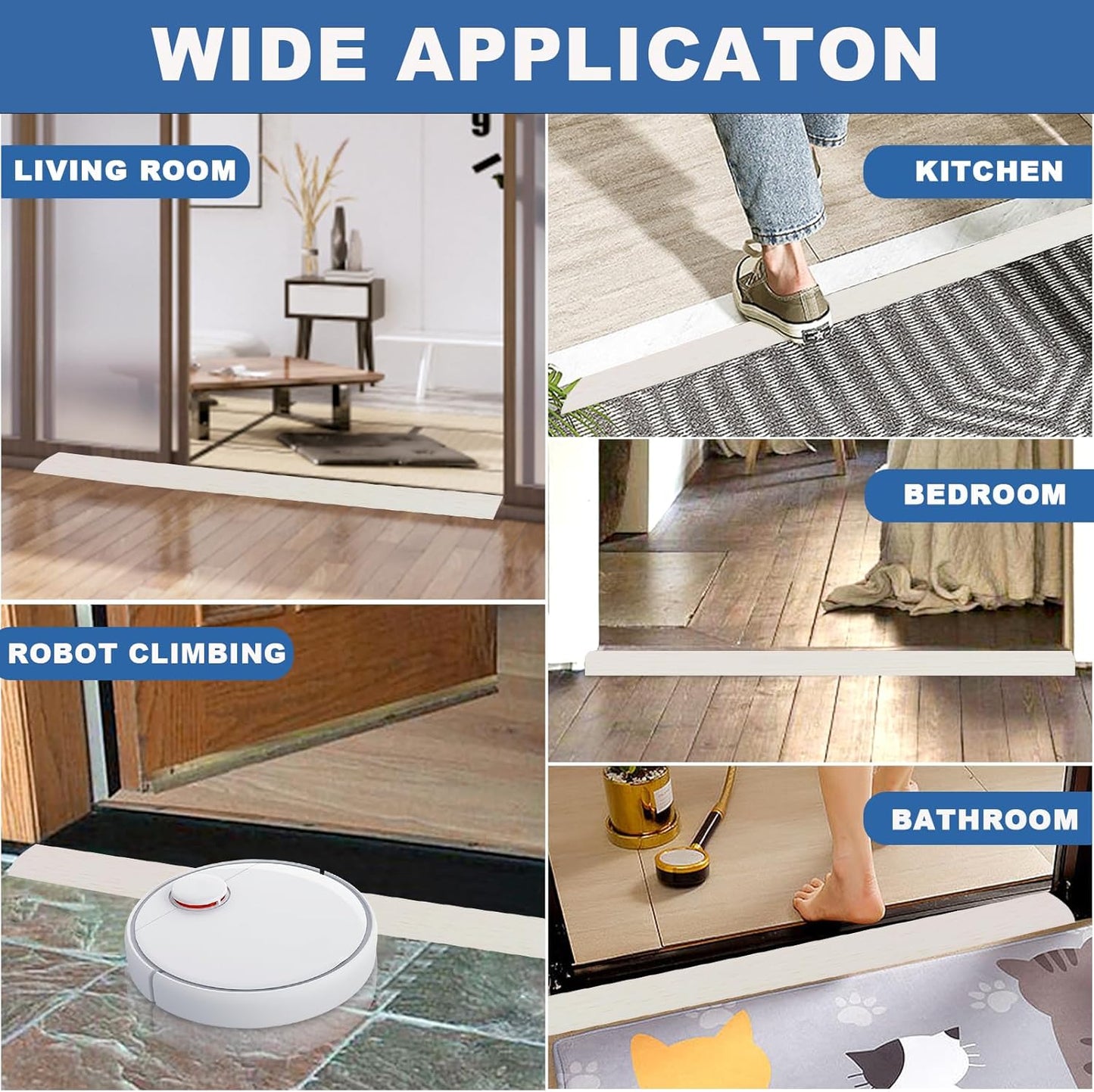 Vinyl Door Threshold Flooring Transition Strip Self Adhesive Carpet Edging Strip for Laminate Doorway Edge Threshold from 1/5" to 2/5" (Beige Wood Grain, 3.3 Ft)