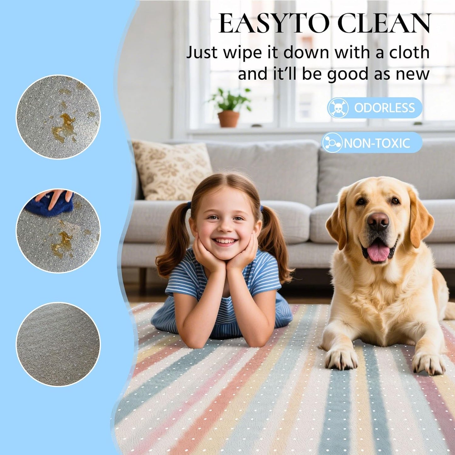 Office Chair Mat for Carpet, 53" x 45" Studded Desk Chair Mat for Low Pile Carpeted Floors, Transparent Carpet Protector Mat for Office Chairs