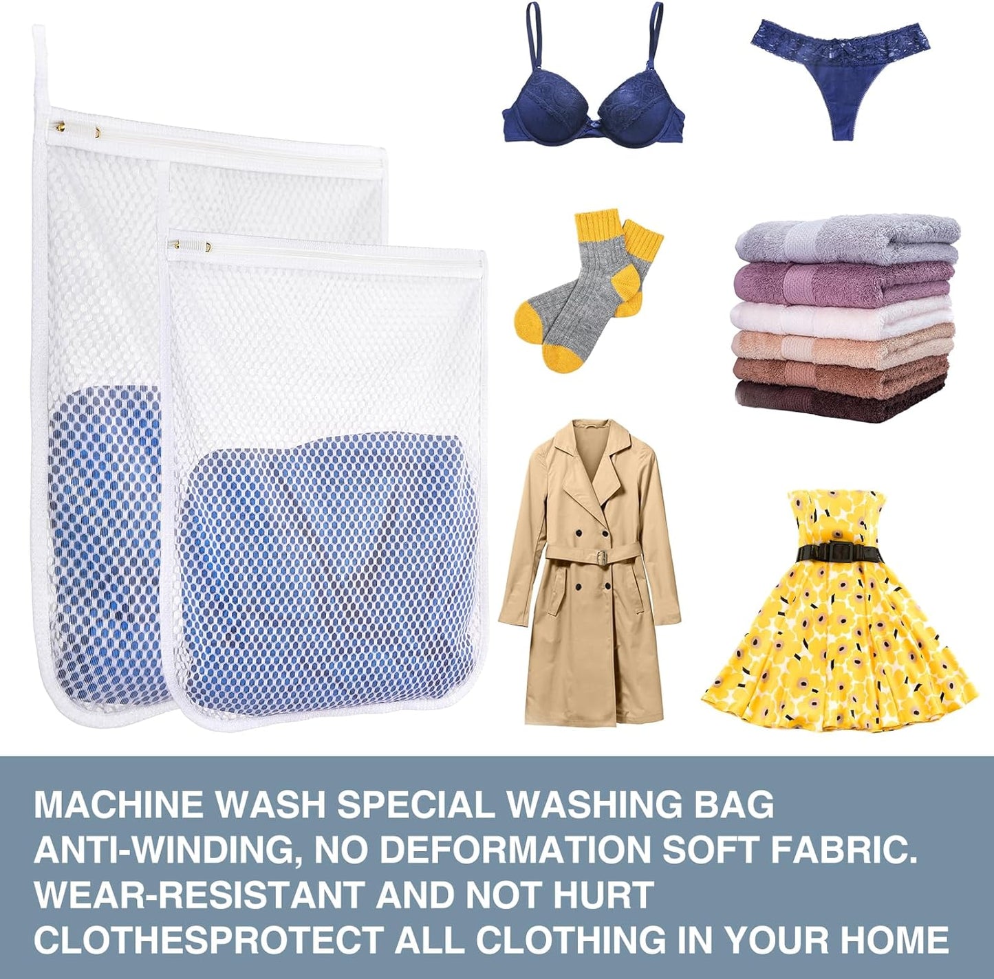 3 pcs Durable Honeycomb Mesh Laundry Bags for Delicates 16" x 19" (2 Large) 12" x 15" (1 Medium)