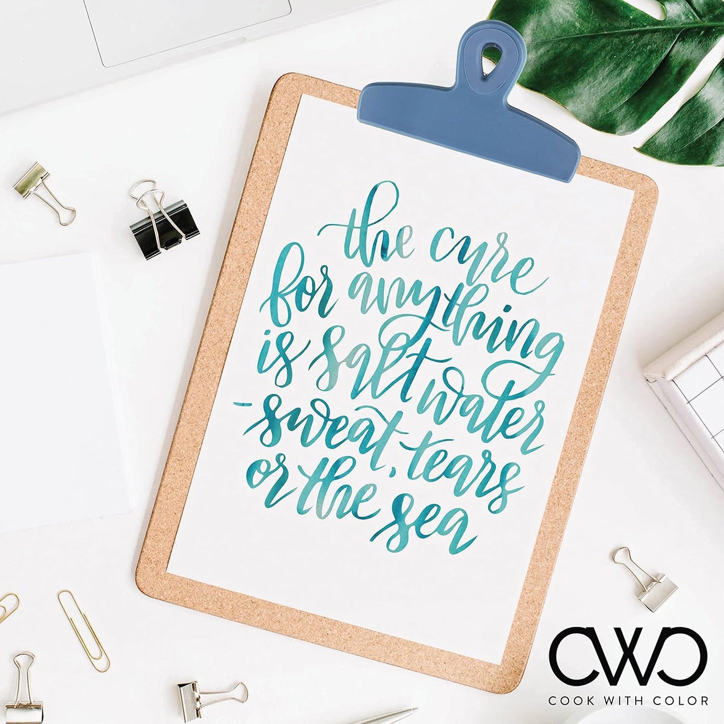 COOK WITH COLOR Bag Clips - Heavy Duty Chip and Refrigerator Magnet Clips for Food Storage with Air Tight Seal Grip, Denim, Pack of 4 Large