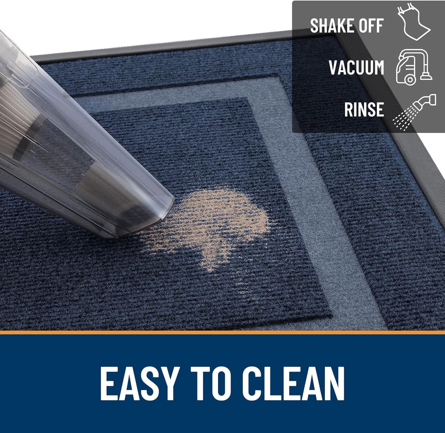 OLANLY Front Door Mat Indoor Outdoor Entrance, Waterproof All-Season, All-Weather Doormat, Sturdy Natural Rubber, Fade Resistant, Low Profile, Easy Clean Patio Porch Entryway Mat, 47x32, Blue