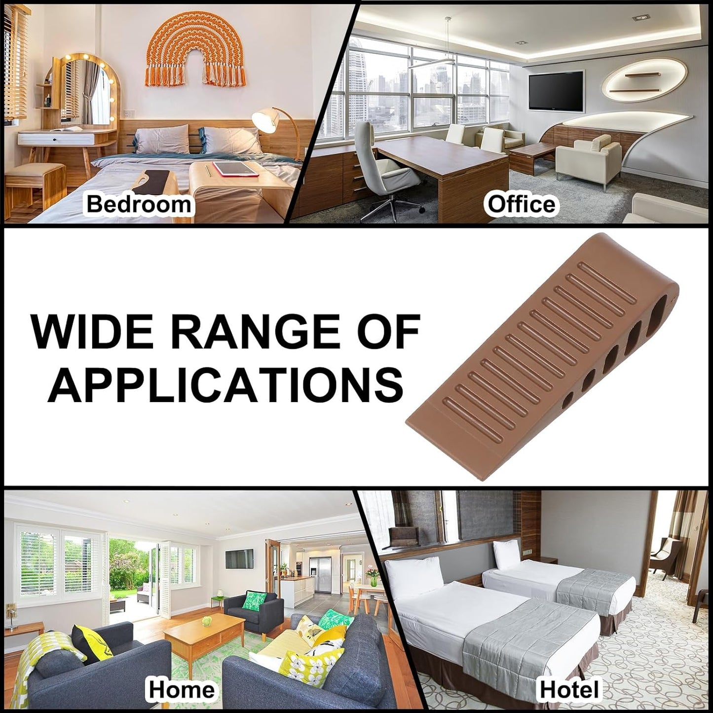 PATIKIL Rubber Door Stoppers for Bottom of Door, Door Wedge Stopper with Holder Sturdy Stackable Doorstop Wall Protector for Home Office Floor Concrete Tile, Brown