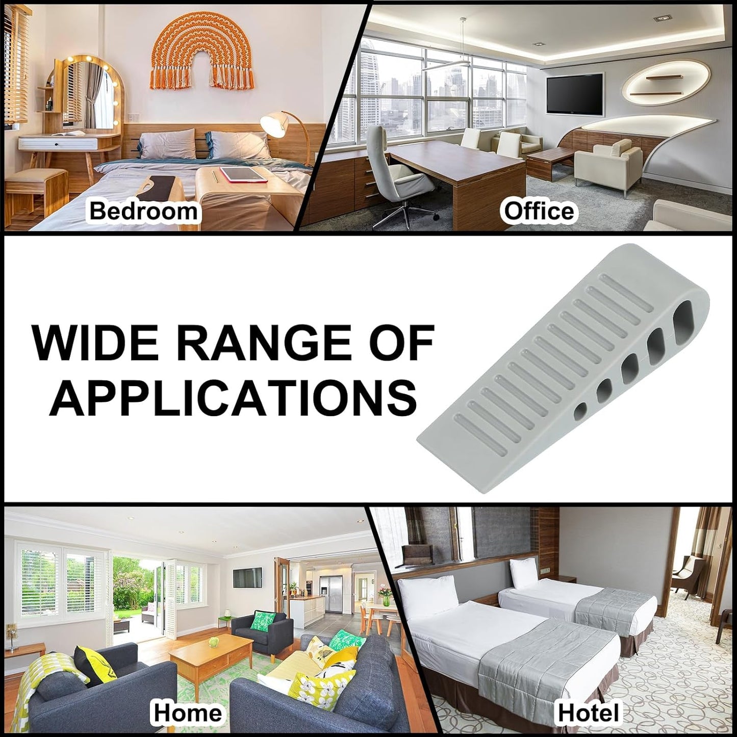 PATIKIL Rubber Door Stoppers for Bottom of Door, Door Wedge Stopper with Holder Sturdy Stackable Doorstop Wall Protector for Home Office Floor Concrete Tile, Gray