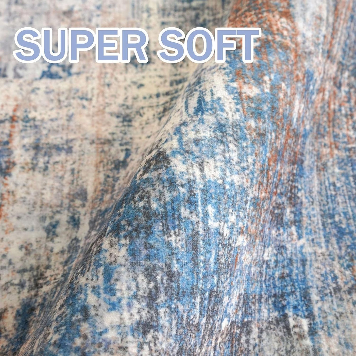 IOHOUZE Abstract Runner Rug 2x5 Ft Washable Runners for Hallways, Non Slip Kitchen Runner Printed Faux Wool Entryway Runner Indoor, Modern Abstract Floor Carpet for Hall Bedroom, Blue Rust