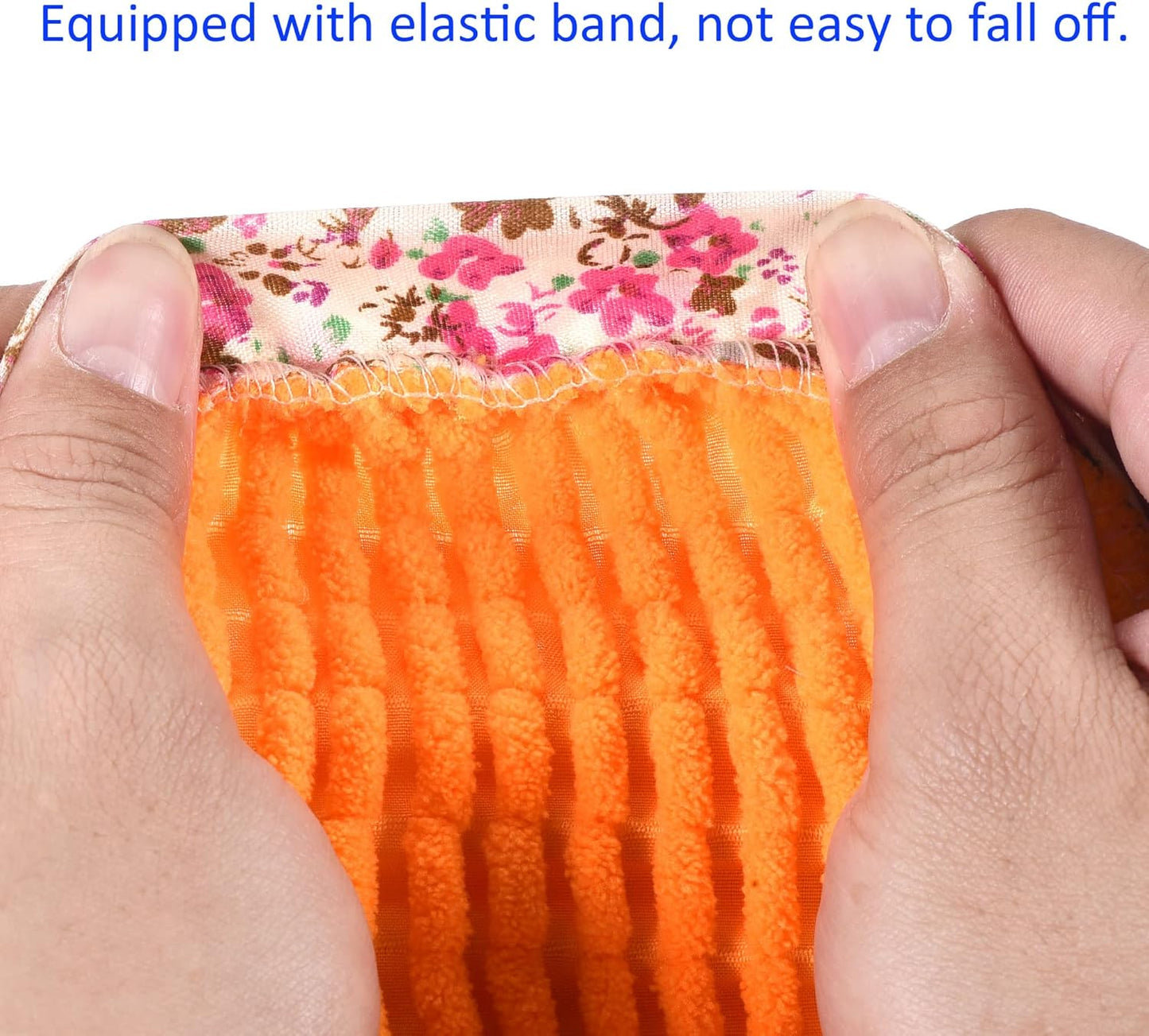 1 Pair Washable Cleaning Shoes Cover - Floor Cleaning Dust, Chenille Microfiber Duster Mop Slippers, Apply to House Office Room (Orange)