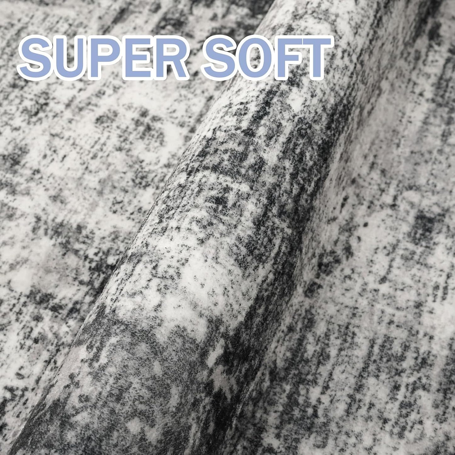 IOHOUZE Abstract Runner Rug 2x12 Ft Washable Runners for Hallways, Non Slip Kitchen Runner Printed Faux Wool Entryway Runner Indoor, Modern Abstract Floor Carpet for Hall Kitchen, Black Gey