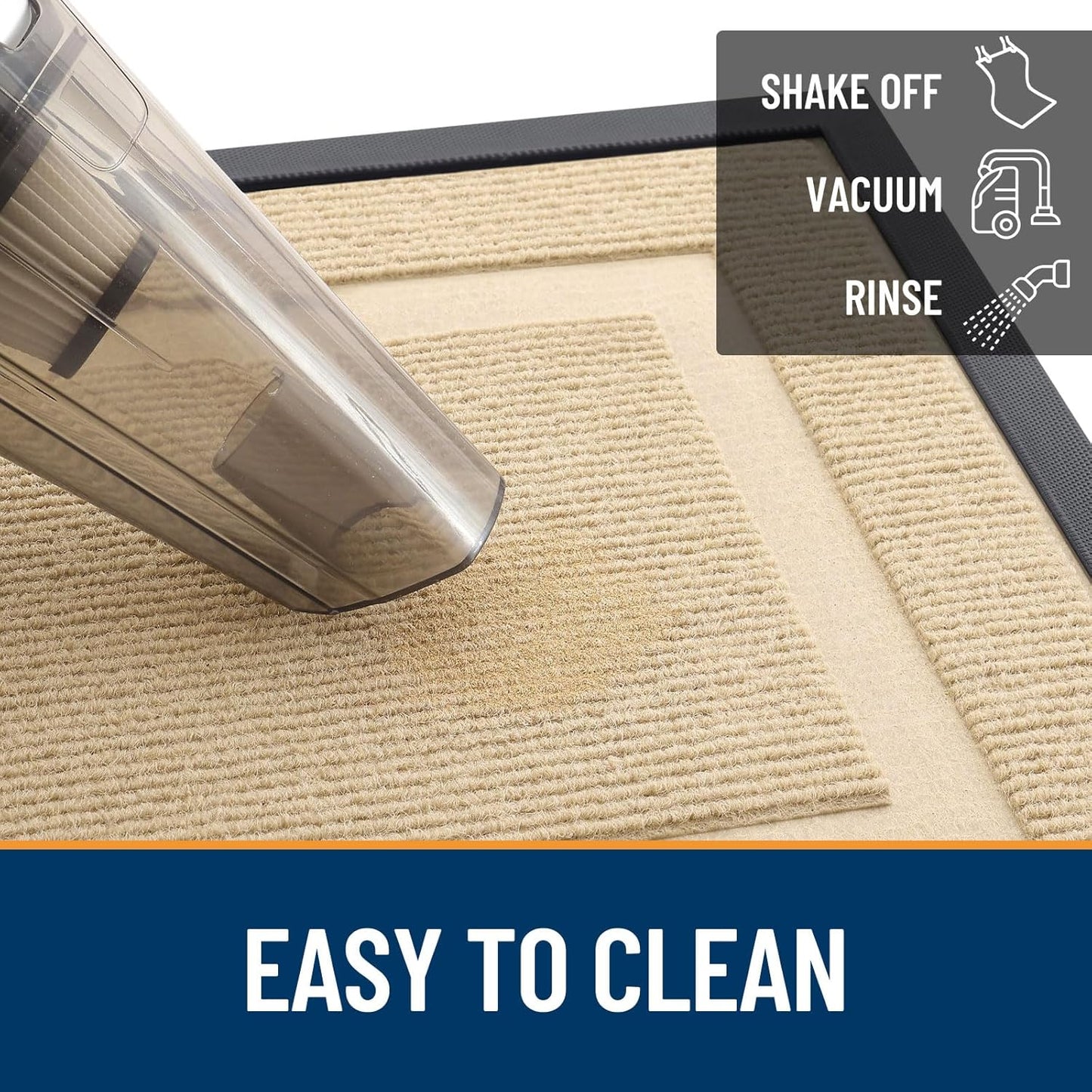 OLANLY Front Door Mat Indoor Outdoor Entrance, Waterproof All-Season, All-Weather Doormat, Sturdy Natural Rubber, Fade Resistant, Low Profile, Easy Clean Patio Porch Entryway Mat, 71x36, Beige