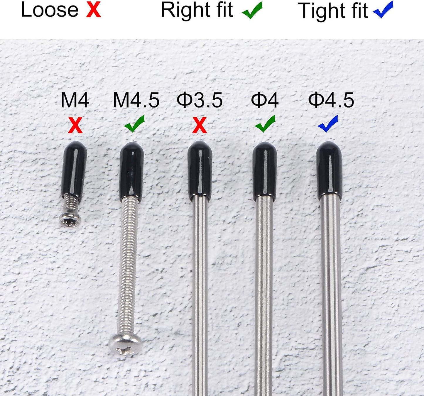 uxcell 20pcs Rubber End Caps 4mm ID Vinyl Round Tube Bolt Cap Cover Thread Protectors Black