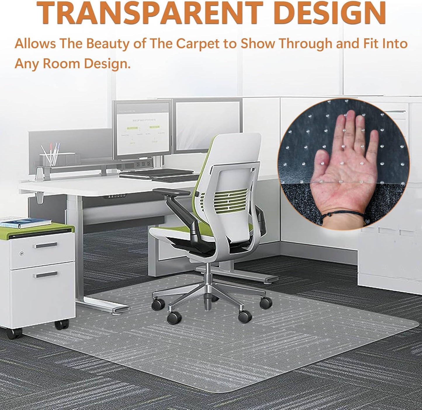 Large Chair Mat for Carpet, Easy Glide Plastic Carpet Floor Protector Mat for Office Chairs for Work & Home