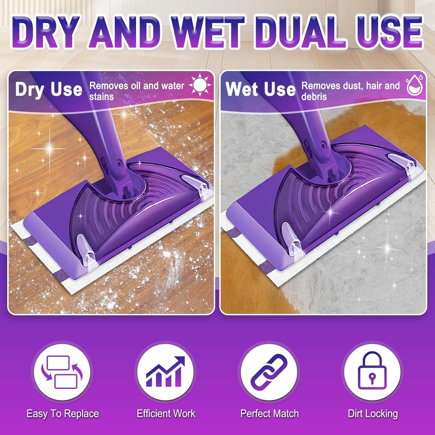 60Pack Mopping Pad Refill for Wetjet Mop Compatible with Wet Pads Refill Replacement for Wet Jet Pads Disposable Multi Surface Floor Mop Pads, Thickness & Absorbent