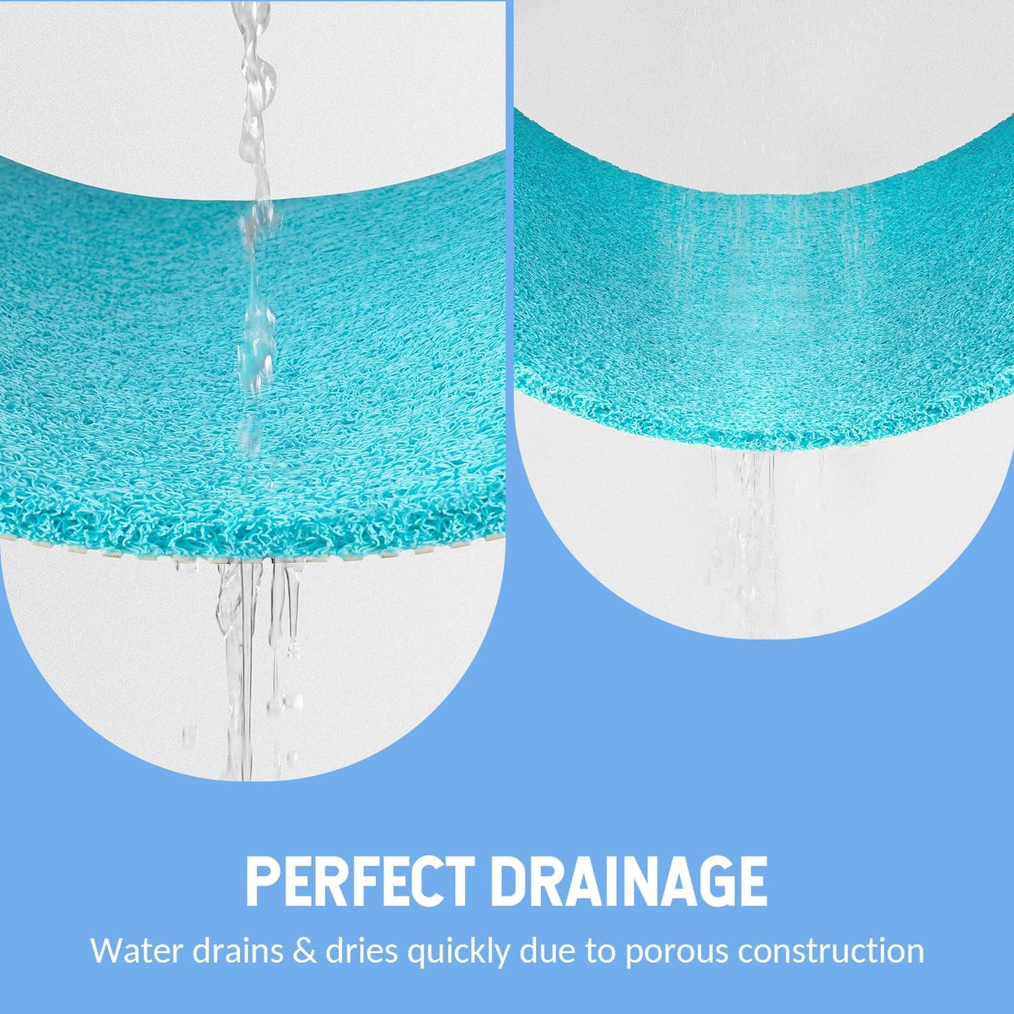 Non-Slip Bathtub Mat, Anti Slip Shower Mat, Fast Drying Bathtub Mats, Foot Scrubber Mat, Anti Slip Mat for Tub, Floor, Bathroom, Kitchen, Home, Hotel (Turquoise Blue 32"×17")