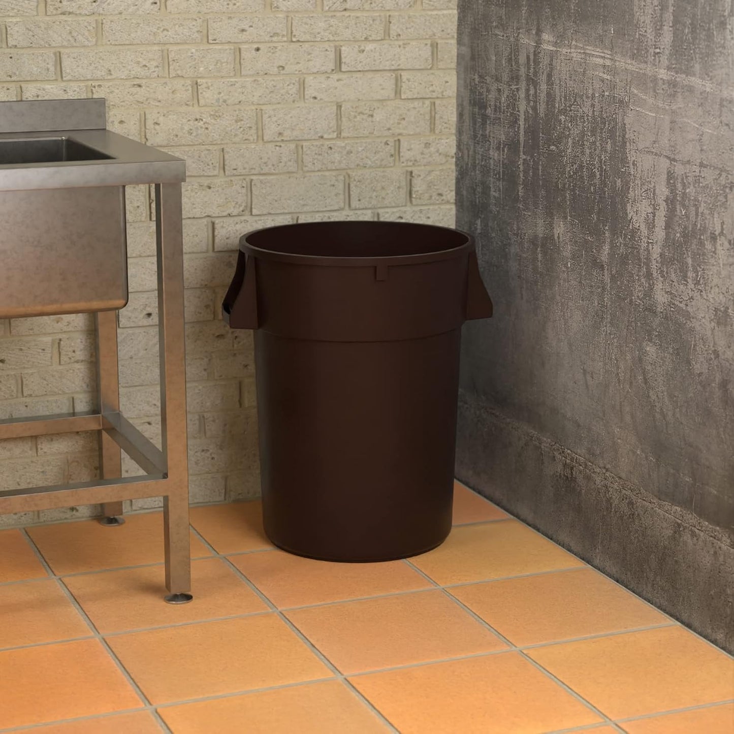 44 Gallon Brown Round Commercial Trash Can