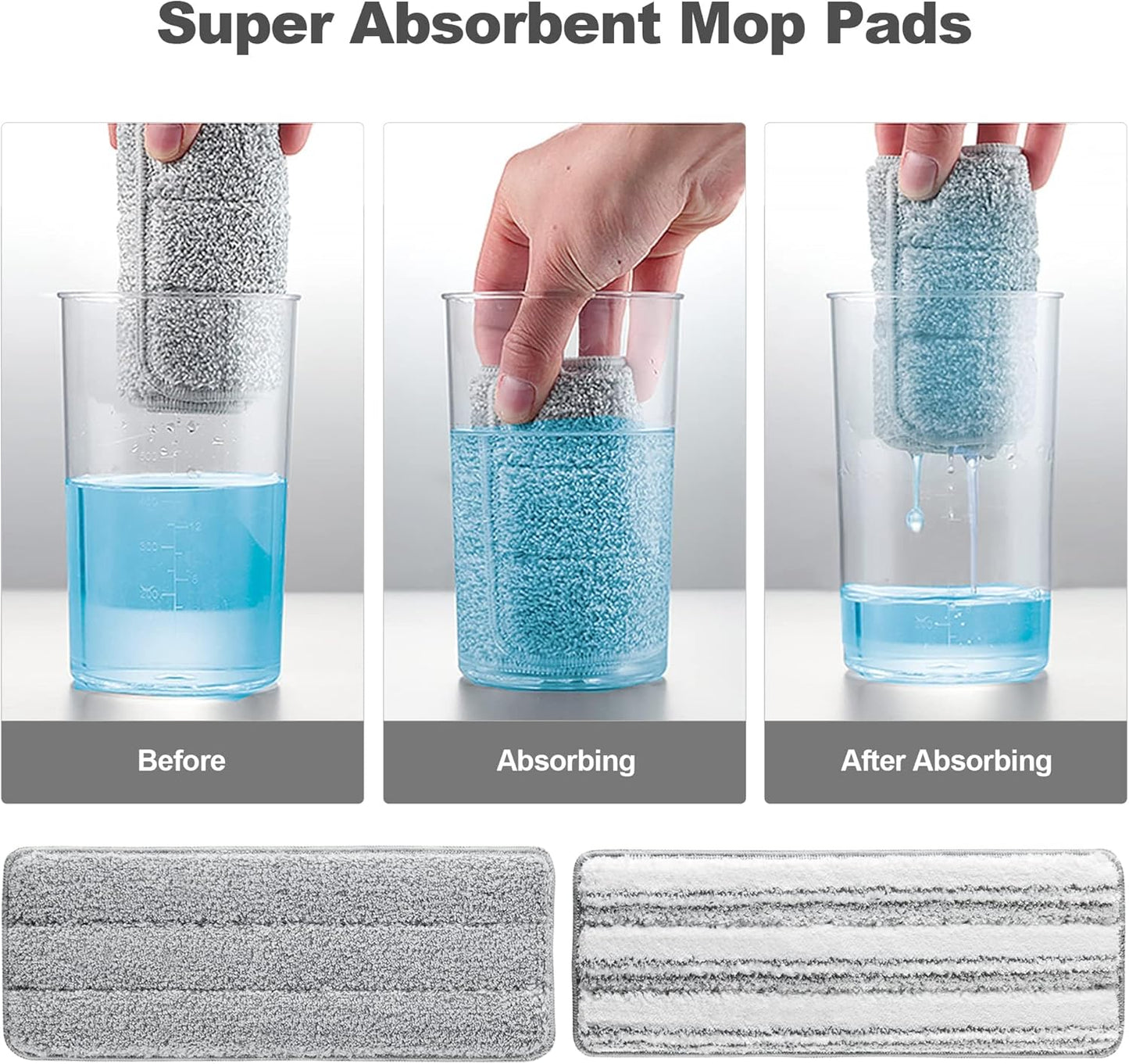 JOYMOOP Flat Mop Pad, Microfiber Mop Pad, Squeeze Mop Pads Replacement, 13" Refill 1 Pack - Grey