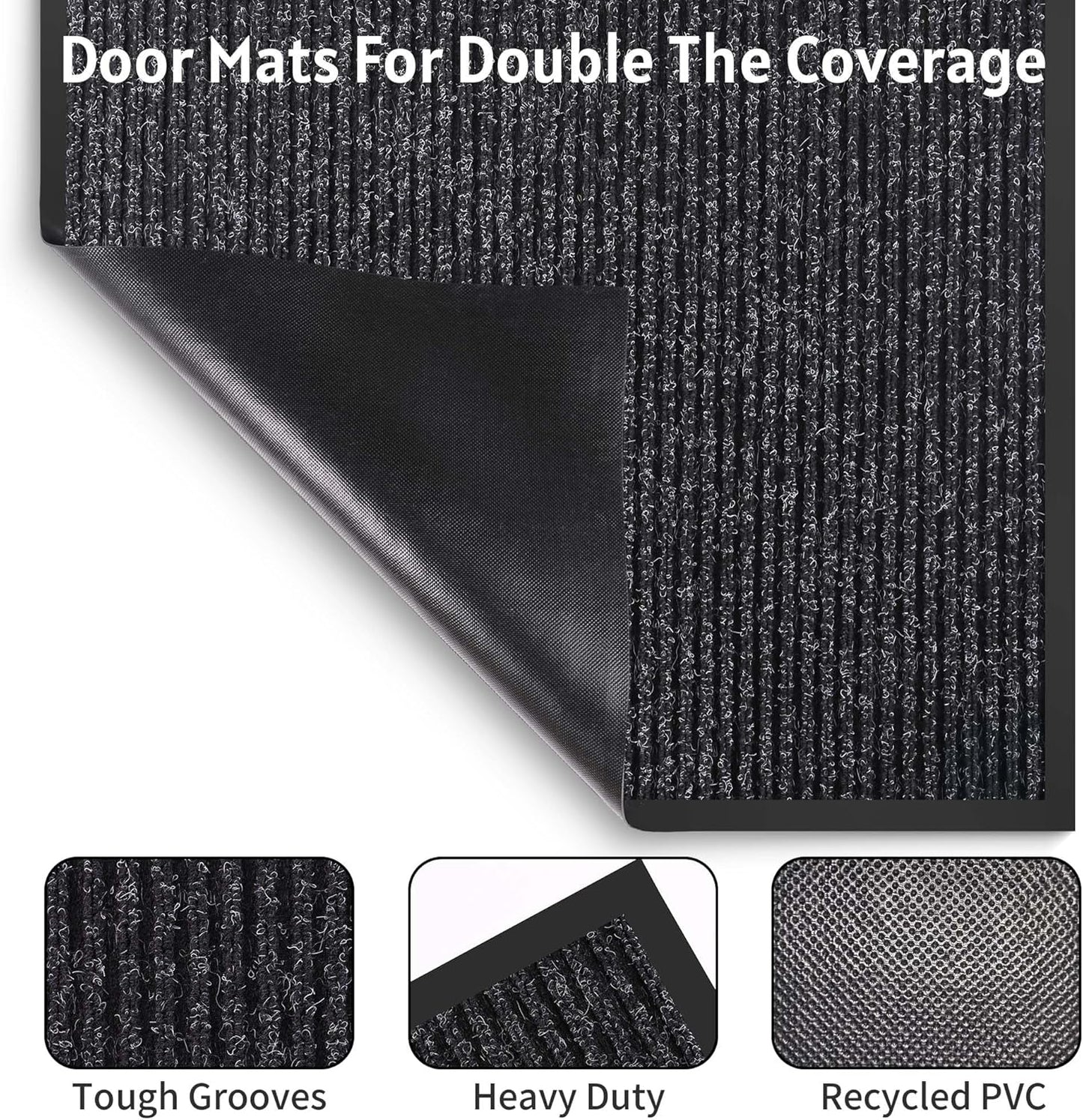 Front Door Mat Indoor Outdoor Entrance, 36" x 60" Dirt Resistant and Absorbent Door Mat, TPR Backing Non-Slip Doormats, Easy to Clean, Low Profile Welcome Floor Mat for Outside Entry