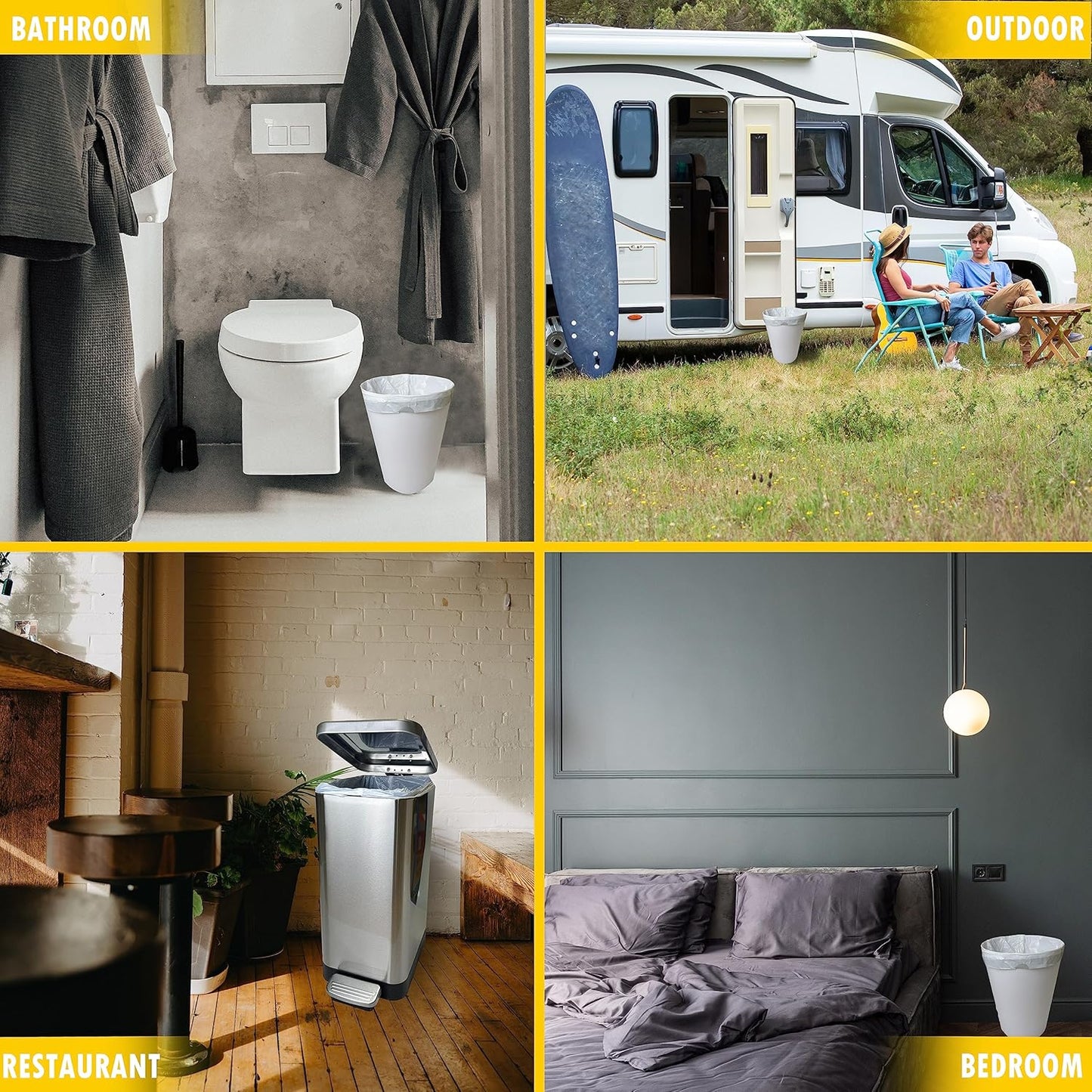 Small Trash Bags 4 Gallon Drawstring, Inwaysin 4 Gallon Trash Bag Extra Strong, Small Garbage Bags for Bathroom Can Bedroom Office Can, Unscented, Quick Cinch,15-18L, White, 54Count