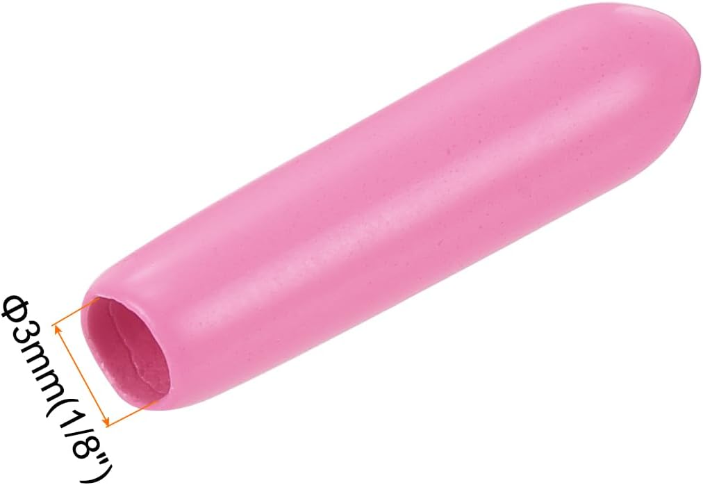 uxcell 20pcs Rubber End Caps 3mm(1/8 inch) ID Vinyl PVC Round Tube Bolt Cap Cover Screw Thread Protectors Pink