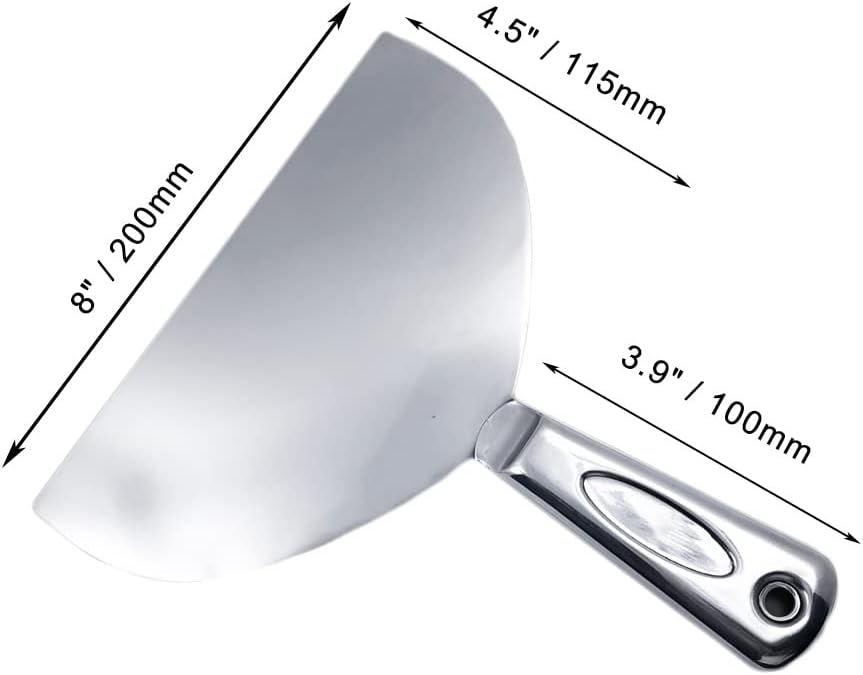 Flex All Stainless Steel Joint Knife Putty Scraper,8-Inch Professional Grade 420 stainless steel, All-Metal, Precision Ground Edge Putty Knife Tape Knife (8")