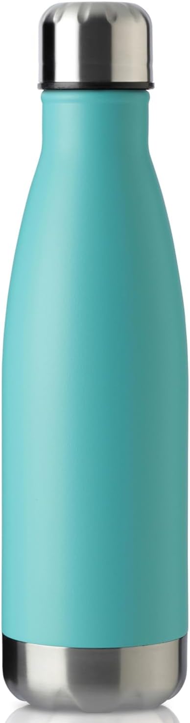 MEWAY 17oz Sport Water Bottle Vacuum Insulated Stainless Steel Leak-Proof Double Wall Cola Shape Water Bottle,Keep Drinks Hot & Cold(Light Blue,1 Pack)