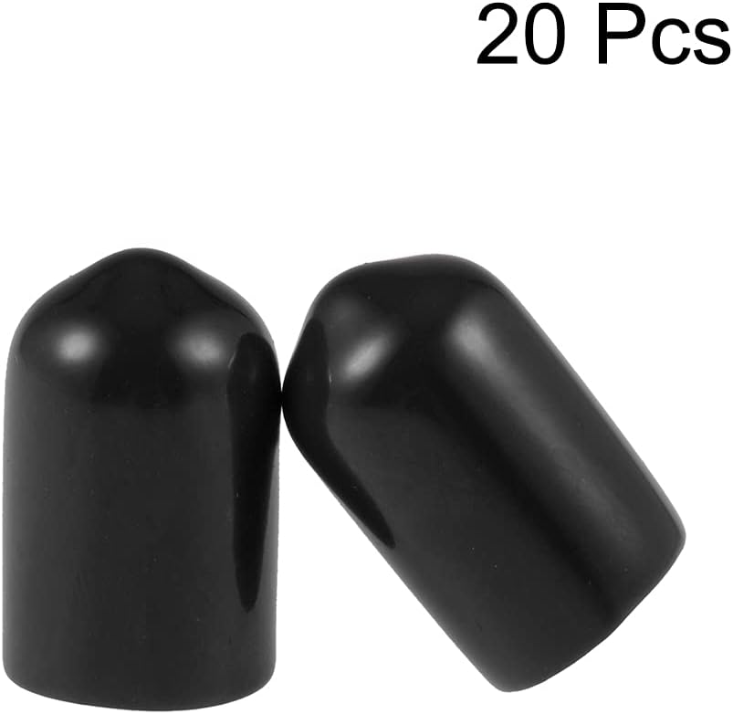 uxcell 20pcs Rubber End Caps 5/16"(8mm) ID Vinyl Round Tube Bolt Cap Cover Thread Protectors Black