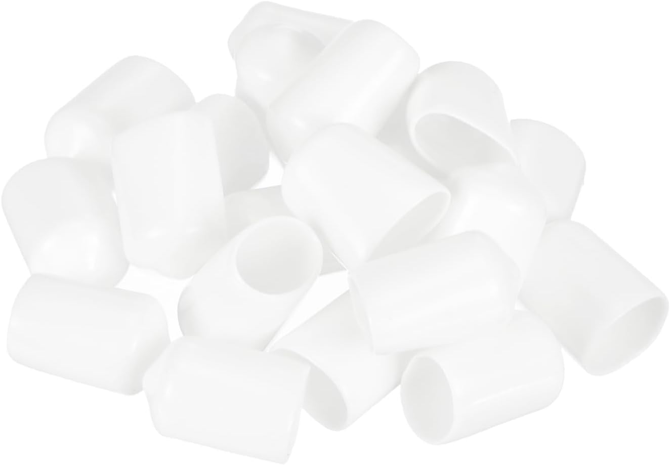 uxcell 20pcs Rubber End Caps 13.5mm ID Vinyl Round Tube Bolt Cap Cover Thread Protectors White