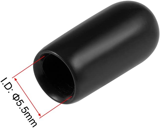 uxcell 20pcs Rubber End Caps 5.5mm ID Vinyl Round Tube Bolt Cap Cover Thread Protectors Black