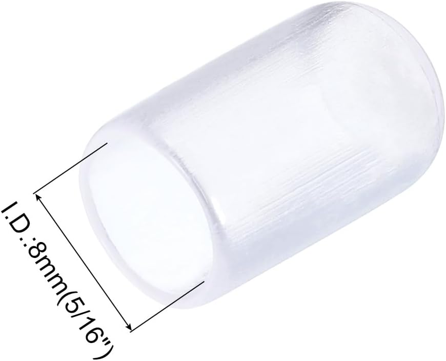 uxcell 20pcs Rubber End Caps 8mm(5/16") ID Vinyl PVC Round Tube Bolt Cap Cover Screw Thread Protectors Clear