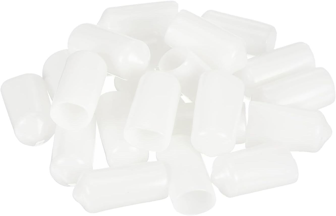 uxcell 20pcs Rubber End Caps 10.5mm ID Vinyl Round Tube Bolt Cap Cover Thread Protectors White