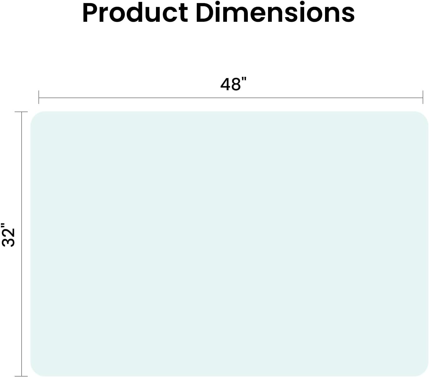 48"x31" Tempered Glass Chair Mat, Heavy Duty Glass Office Floor Mat for Carpet or Hardwood Floors, with Non-Slip Pads, Round Corner and Polished Edge, Effortless Rolling, Thick 1/5"