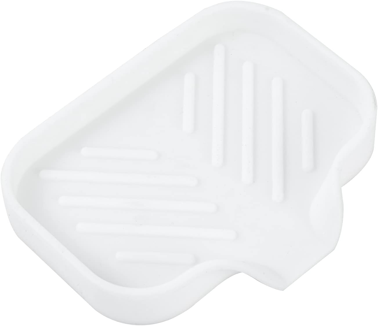 Silicone Bathroom Soap Dishes with Drain Spout-Bathroom and Kitchen Sink Organizer,Sponge Holder,Dish Soap Tray,Perfect for Dispenser,Scrubber,Bottle,Cup on Sink or Counter-White 4.9"×3.2"