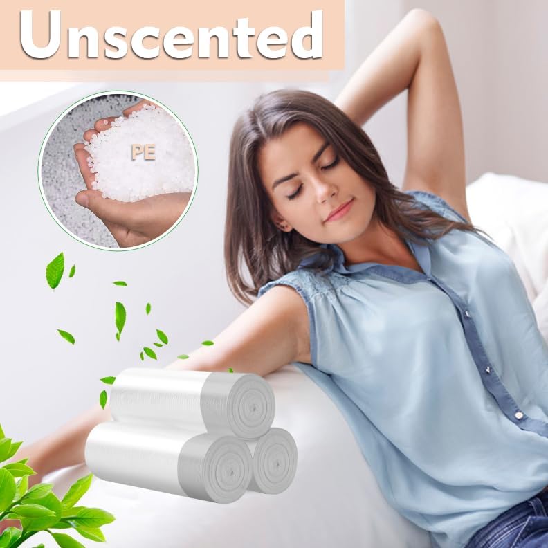 8 Gallon Trash-Bags Drawstring Kitchen-Garbage-Bag Unscented - White Plastic 54 Count Recyclable Restroom Liners Strong Compactor Can Tall Large Recycle Waste Basket Inwaysin