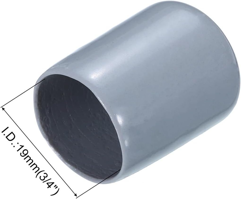 uxcell 20pcs Rubber End Caps 19mm(3/4") ID Vinyl PVC Round Tube Bolt Cap Cover Screw Thread Protectors Grey