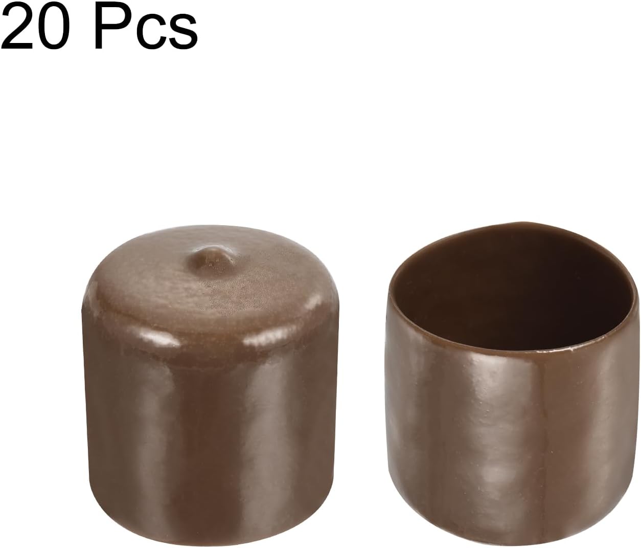uxcell 20pcs Rubber End Caps 34mm ID Vinyl PVC Round Tube Bolt Cap Cover Screw Thread Protectors Brown
