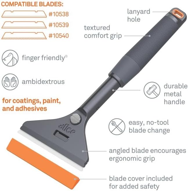 Slice 10599-CS Long-Handled Ceramic Scraper, Never Rusts, Lasts 11x as Long as Metal, Ergonomical Handle for Less Fatigue, 6 Pack