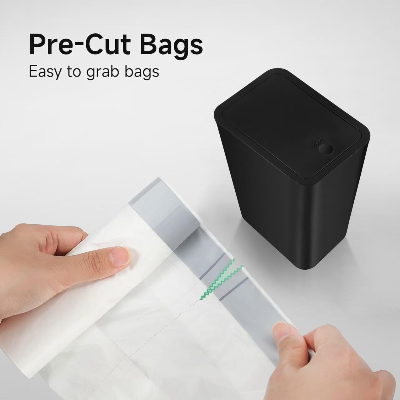 Drawstring 4 Gallon Trash Bags, Pre-Cut Strong Wastebasket Bin Liners, White Garbage Bags for Home, Office, Bathroom (Code D, 60 Count)