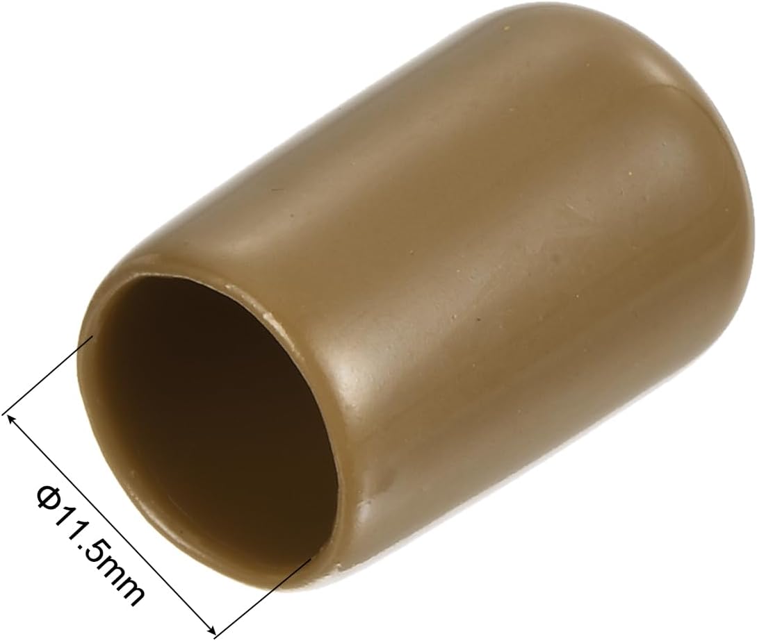 uxcell 20pcs Rubber End Caps 11.5mm ID Vinyl PVC Round Tube Bolt Cap Cover Screw Thread Protectors Light Brown