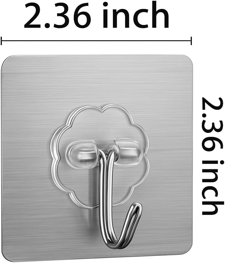 Heavy Duty Adhesive Wall Hooks - 20 Pack 28lb(Max) 2.36 x 2.36 Inches Can be Use for Office Decor, Bathroom, Home & Kitchen Improvement Indoor and Outdoor