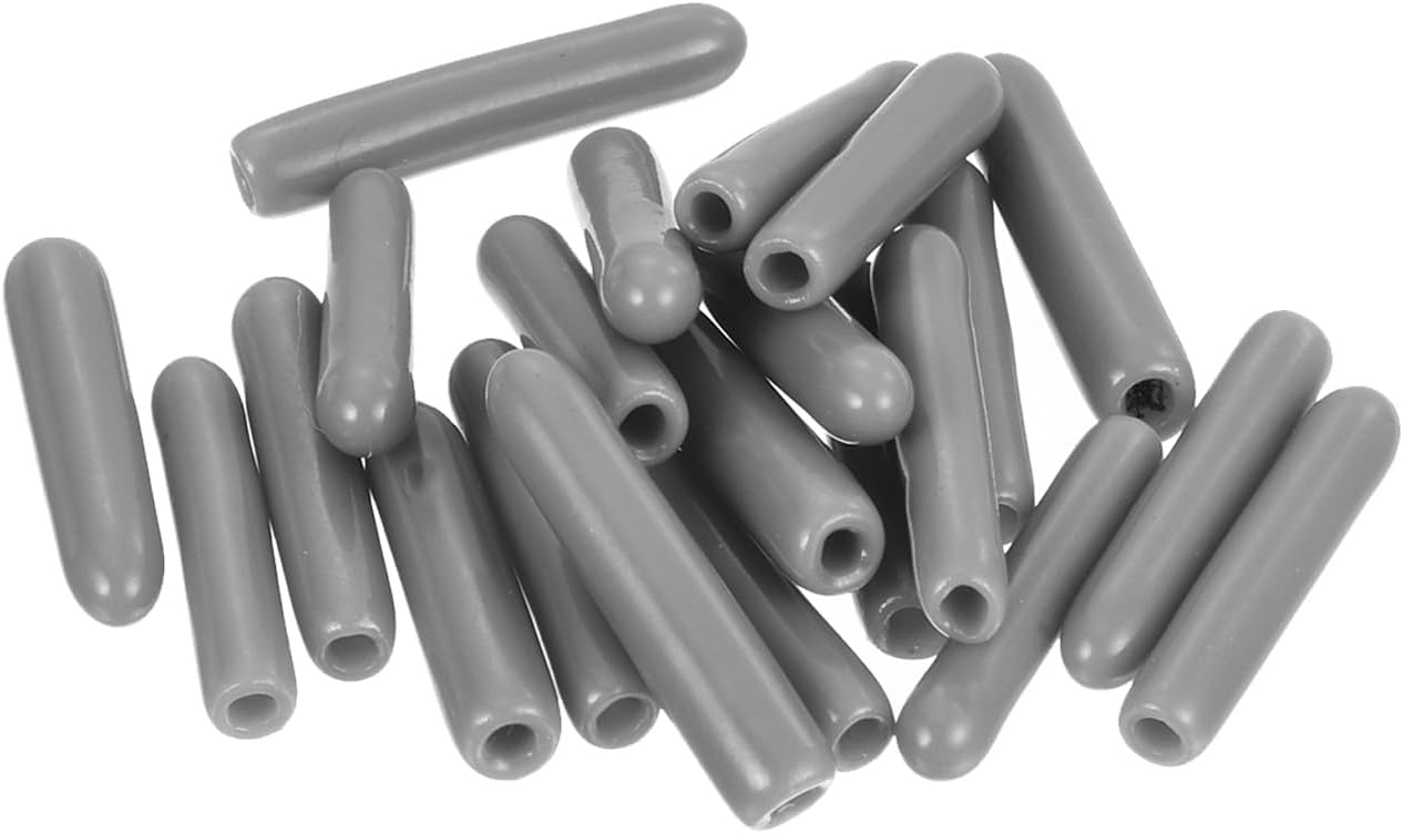 uxcell 20pcs Rubber End Caps Protective Caps 1.5mm ID Vinyl PVC Round Tube Bolt Cap Cover Screw Thread Protectors, Light Grey