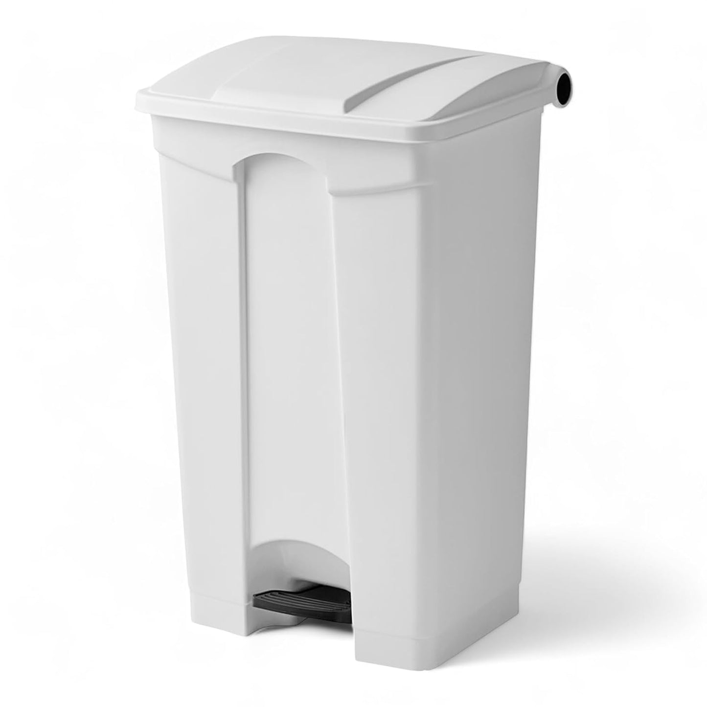 PRO&Family Step-On Trash Can with Lid, Plastic Waste Bin, Foot Pedal Operation (White, 23 Gallon)