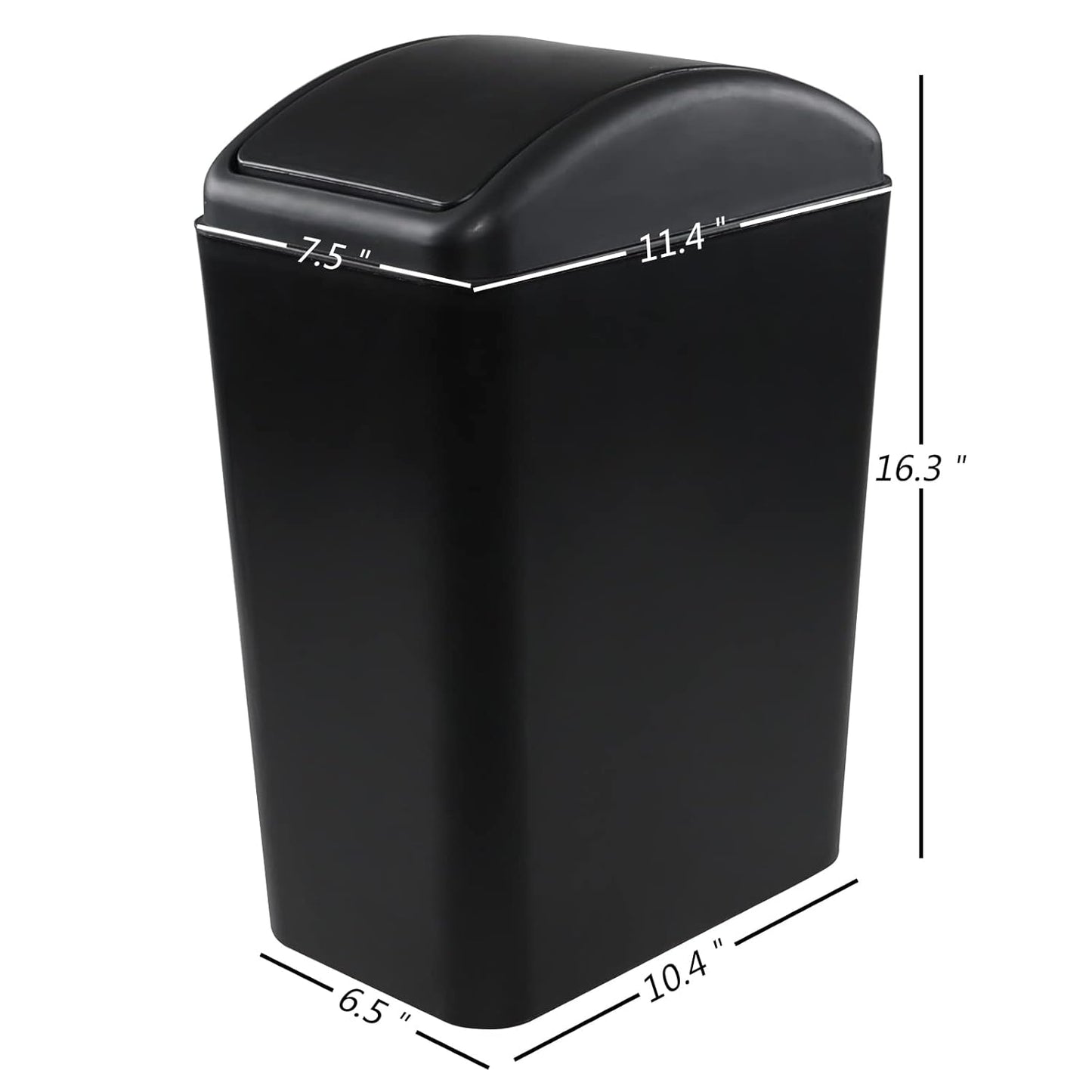 4.5 Gallon Trash Can with Swing Top Lid, Plastic Garbage Bin with Lid, Black, 3-Pack