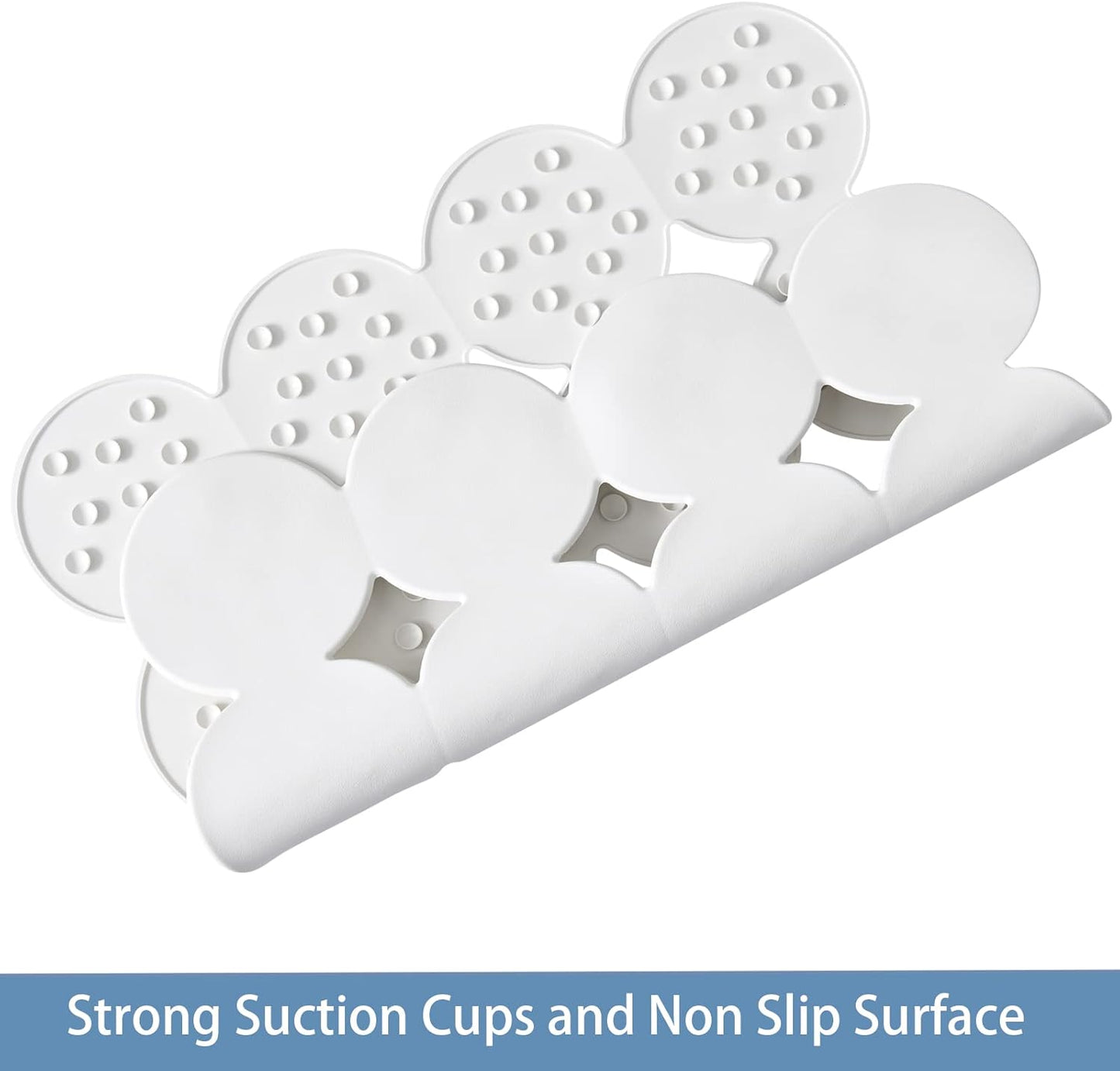 Square Shower Mat Nonslip - 2PCS Rubber Bathtub Mat with Suction Cups for Inside Shower Bathroom Floor (White, 21X21)