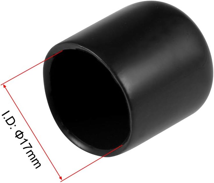 uxcell 20pcs Rubber End Caps 17mm ID Vinyl Round Tube Bolt Cap Cover Thread Protectors Black
