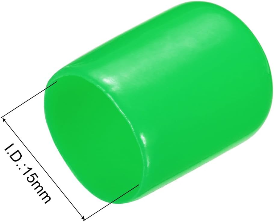 uxcell 20pcs Rubber End Caps 15mm ID Vinyl PVC Round Tube Bolt Cap Cover Screw Thread Protectors Green