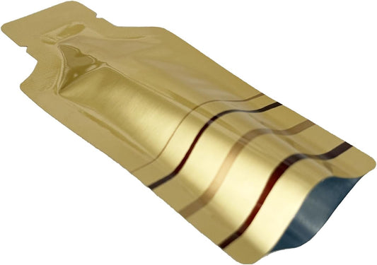 100 Pack 2.36x4.7 inch Heat Seal Sample Mylar Packet for Portable Travel Toiletries Empty Disposable Liquid Shampoo Pouch Single Serving Coffee Powder Condiments Food Storage (Gold)