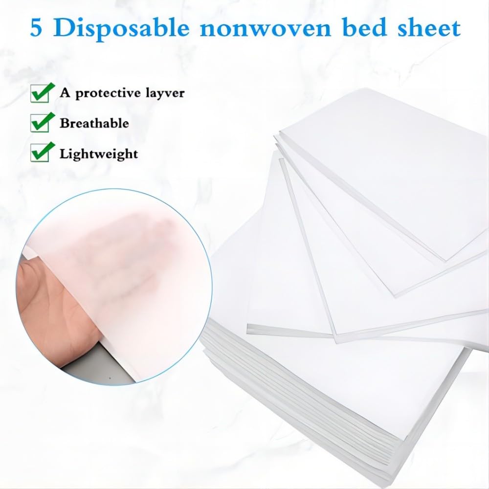 100Pcs Disposable Massage Table Sheets 31.5" x 71" Non-Woven Fabric Bed Covers for Ultimate Hygiene and Comfort in Massage, Tattoo, and Spa Treatments, Breathable and Durable Sheets(White)