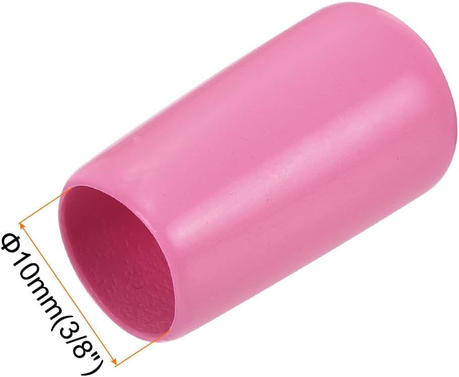 uxcell 20pcs Rubber End Caps 10mm(3/8 inch) ID Vinyl PVC Round Tube Bolt Cap Cover Screw Thread Protectors Pink