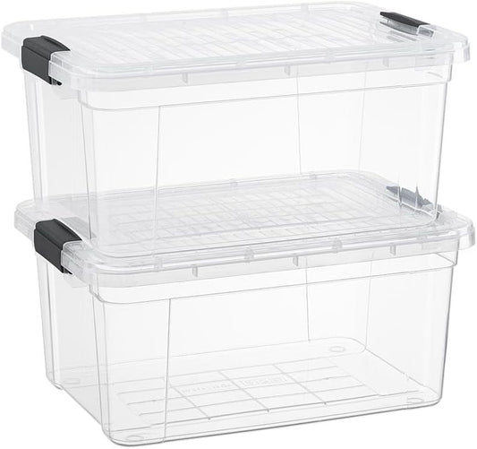 Superio Clear Storage Boxes with Lids, 20 Quart Plastic Container Bins for Organizing, Stackable Crates, BPA Free, Non Toxic, Odor Free, Organizers for Home, Office, School, and Dorm