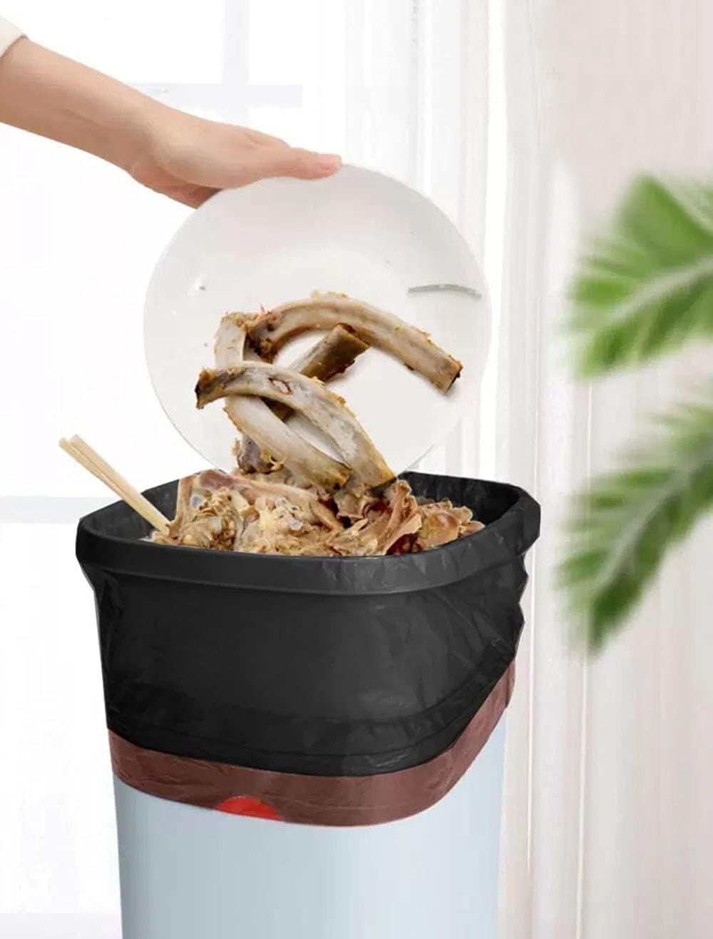 Feisco 1.6 Gallon Black Trash Bag,6L Drawstring Garbage Bag Trash Can Liner,120 Counts,0.51 Mil