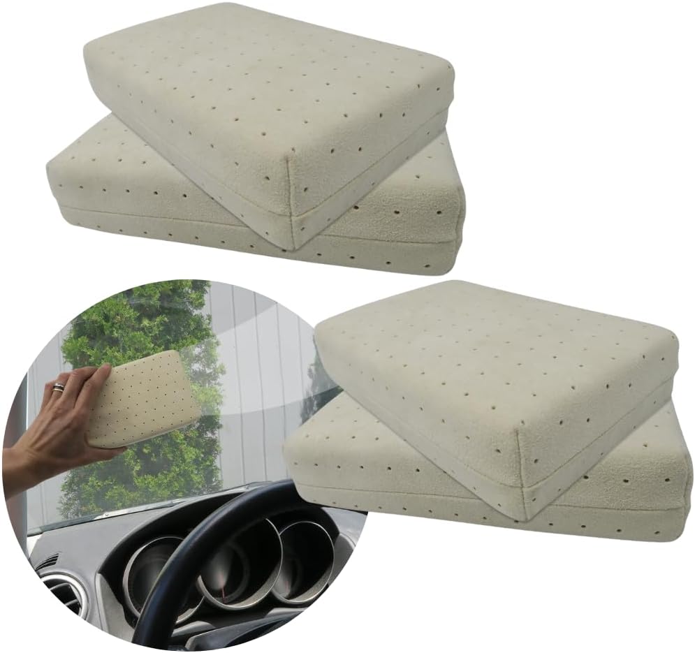 Evelots Car Windshield Cleaner Chamois, 4 Pack, Window Glass Defogger Sponge, Beige