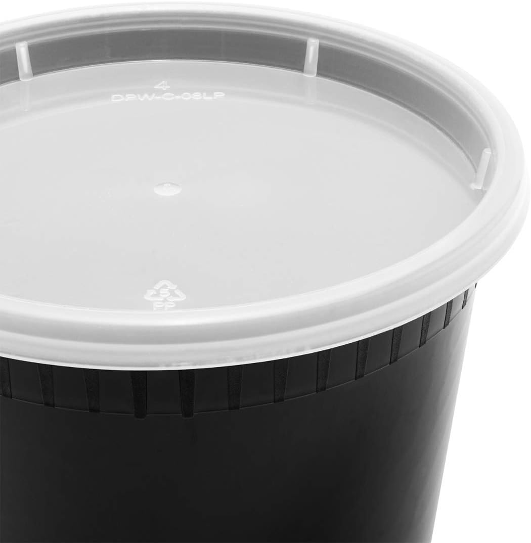 Karat [24oz - 240 ct Black PP Injection Molded Round Deli Containers with Lids (FP-IMDC24-PPB)